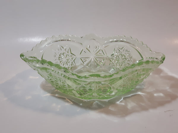 Vintage Lime Green Pressed Glass Serving Dish