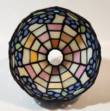 Partylite Hydrangea Flower Themed Stained Glass 10 1/4" Tall Tea Light Candle Holder Lamp