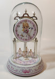 2002 Precious Moments White and Pink Porcelain and Glass Anniversary Dome Clock
