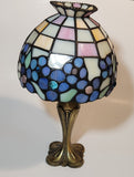 Partylite Hydrangea Flower Themed Stained Glass 10 1/4" Tall Tea Light Candle Holder Lamp