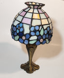 Partylite Hydrangea Flower Themed Stained Glass 10 1/4" Tall Tea Light Candle Holder Lamp