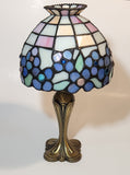 Partylite Hydrangea Flower Themed Stained Glass 10 1/4" Tall Tea Light Candle Holder Lamp