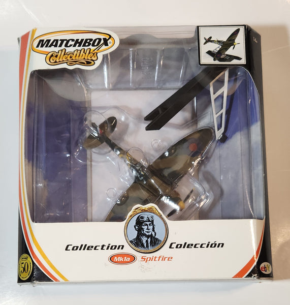 2002 Matchbox Mk1a Spitfire Airplane Die Cast Toy Aircraft with Stand New in Box
