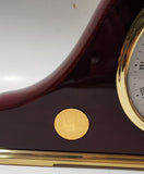 Coral Canada Wide Rosewood Cased Gold Plated Base Advertising Mantel Clock