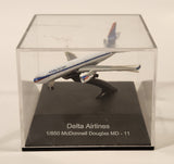 New Ray Delta Airlines McDonnell Douglas MD - 11 1/850 Scale Die Cast Toy Airplane in Display Case