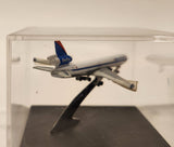 New Ray Delta Airlines McDonnell Douglas MD - 11 1/850 Scale Die Cast Toy Airplane in Display Case