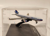 New Ray Delta Airlines McDonnell Douglas MD - 11 1/850 Scale Die Cast Toy Airplane in Display Case
