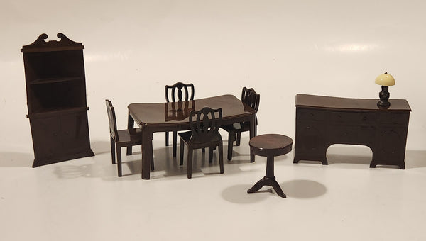 Vintage 1940s Dulev Dining Room Furniture Miniature Plastic Dollhouse Toys