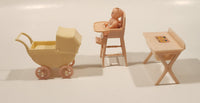 Vintage Renewal Products Baby, Stroller, High Chair, and Change Table Miniature Pink Plastic Dollhouse Toys