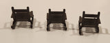 Vintage Playmobil Patio Porch Rocking Chairs Brown Plastic Dollhouse Toys Set of 3