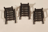 Vintage Playmobil Patio Porch Rocking Chairs Brown Plastic Dollhouse Toys Set of 3