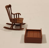 Vintage Rocking Chair and Stool Brown Plastic Dollhouse Toys