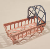 Vintage Crib Bassinet Cradle Pink and Blue Plastic Dollhouse Toy