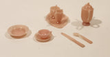 Vintage Irwin Pink Dish Set Miniature Plastic Dollhouse Toys