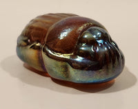 Robert Held Egyptian Scarab Beetle Iridescent Art Glass Paperweight Not Signed