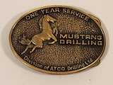 Vintage 1978 BTS Mustang Drilling Division of ATCO Drilling Ltd. One Year Service Oil Field Worker Solid Brass Belt Buckle