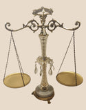 Vintage Crystal Glass Italian Marble Brass 18 1/4" Tall Scales of Justice Balance Scale