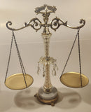 Vintage Crystal Glass Italian Marble Brass 18 1/4" Tall Scales of Justice Balance Scale