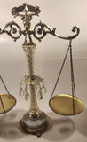 Vintage Crystal Glass Italian Marble Brass 18 1/4" Tall Scales of Justice Balance Scale