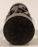 Malawi Tribal People 6 1/2" Hand Carved Wood African Sculpture with Wax Hemisphere