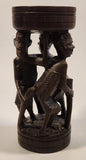 Malawi Tribal People 6 1/2" Hand Carved Wood African Sculpture with Wax Hemisphere