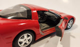 Burago 1997 Chevrolet Corvette Red 1/24 Scale Die Cast Toy Car Vehicle with Opening Doors and Hood