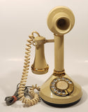 Vintage 1970s Decotel White Ivory Candle Stick Rotary Telephone Phone