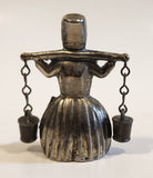 Vintage Milk Maid Carrying Pails 2 5/8" Tall Metal Figure