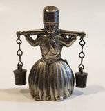 Vintage Milk Maid Carrying Pails 2 5/8" Tall Metal Figure