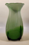 Green and Light Green Ruffle Top Open Bulb Flower 12" Tall Art Glass Vase