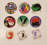 Mixed Yin Yang Pogs Caps Lot of 9