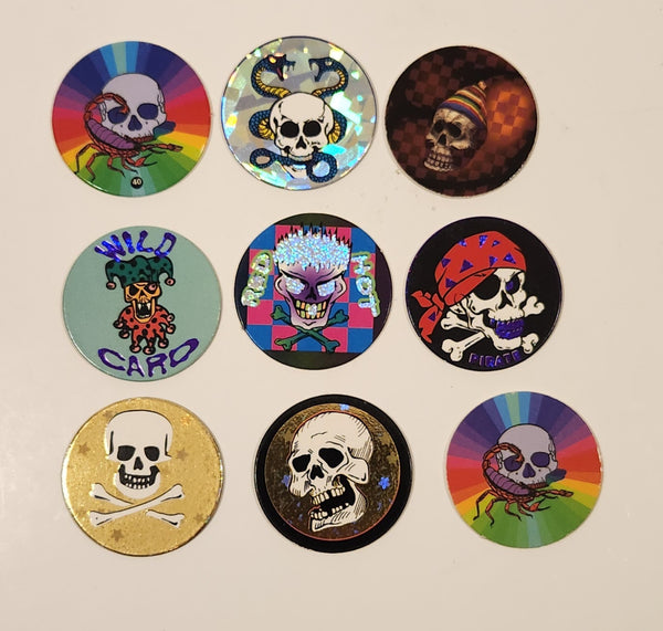 Mixed Skulls Pogs Caps Lot of 9