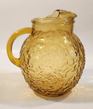Vintage Anchor Hocking Bubble Texture Yellow Brown Amber Glass 8 1/2" Tall Pitcher Jug