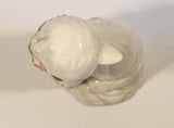 White Cat with Pink Rose Collar 6 3/4" Tall Porcelain Figurine Made in Japan
