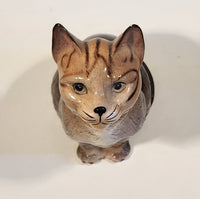 Sitting Brown Cat 7 1/4" Tall Ceramic Figurine Made in Taiwan