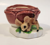 Vintage Baby Deer Fawn Bambi Like 4 3/4 Wide Porcelain Planter Made in Japan
