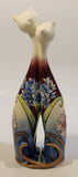 Vintage CR Long Neck Cats 10 1/4" Tall Hand Painted Porcelain Bud Vase