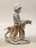 Vintage Crown Regent Boy with Dog 8" Tall Porcelain Figurine