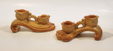 Vintage Weller Orange and Yellow Tone Candle Stick Holder Chalkware Set of 2