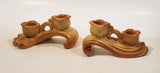Vintage Weller Orange and Yellow Tone Candle Stick Holder Chalkware Set of 2