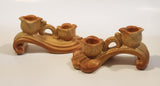 Vintage Weller Orange and Yellow Tone Candle Stick Holder Chalkware Set of 2