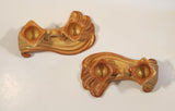 Vintage Weller Orange and Yellow Tone Candle Stick Holder Chalkware Set of 2