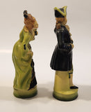Rare Vintage MCM Devonware Victorian Man and Woman Green 7 1/2" and 7 3/4" Chalkware Figurines Set of 2