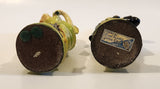 Rare Vintage MCM Devonware Victorian Man and Woman Green 7 1/2" and 7 3/4" Chalkware Figurines Set of 2