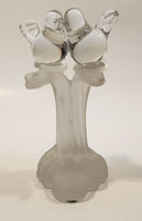 Silvestri Clear Art Glass Kissing Love Birds on Small Frosted Glass Branch Trunk 5 3/4" Sculpture