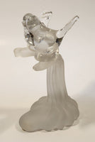 Silvestri Clear Art Glass Kissing Love Birds on Small Frosted Glass Branch Trunk 5 3/4" Sculpture