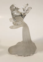 Silvestri Clear Art Glass Kissing Love Birds on Small Frosted Glass Branch Trunk 5 3/4" Sculpture