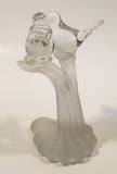 Silvestri Clear Art Glass Kissing Love Birds on Small Frosted Glass Branch Trunk 5 3/4" Sculpture