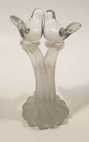 Silvestri Clear Art Glass Kissing Love Birds on Small Frosted Glass Branch Trunk 5 3/4" Sculpture