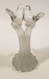 Silvestri Clear Art Glass Kissing Love Birds on Small Frosted Glass Branch Trunk 5 3/4" Sculpture